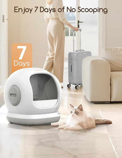 Meowant Automatic Self Cleaning Cat Litter Box with APP Control, Odor Free, Cat-Safe Anti-Stuck Technology, Larger Space & Low Entry for Multiple Cats, Kittens & Senior Pets