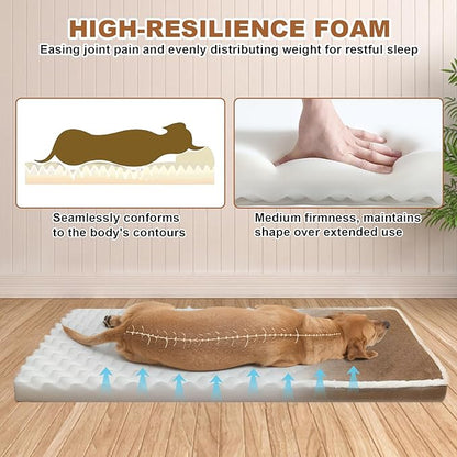 Heated Dog Bed, 30×20 Inch Memory Foam Pet Bed, Orthopedic Dog Bed with Timing Nine Gears Smart Switch for Small and Medium Dogs Soft, Removable Cotton Sleeve