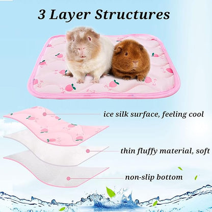 2Pcs Small Animals Cooling Mat, Guinea Pig Cooling Sleeping Pad, Rabbit Cool Pad, Breathable Small Pet Self Hot Day Bed Blanket for Rabbit Bunny Hedgehog Hamster Stay Cool 15.8x11.8in