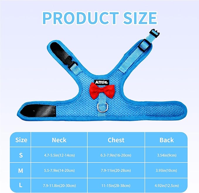 AIITLE Rabbit Harness and Leash Set with Cute Bow, Soft Breathable Mesh Vest Harness for Rabbits Kitten Ferret Puppy Small Pets Walking Supplies Blue S