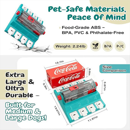 KADTC Dog Puzzle Toy, XL Size, 2 Levels of Challenge, Paw-Activated Rolling Treat Dispenser, Slow Feeder & Mental Stimulation for Medium/Large Dogs Enrichment Toys