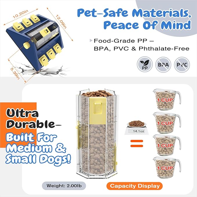 KADTC Dog Puzzle Toy, Large Size, 2 Levels of Challenge, Paw-Activated Rolling Treat Dispenser, Slow Feeder & Mental Stimulation for Small/Medium Dogs Enrichment Toys