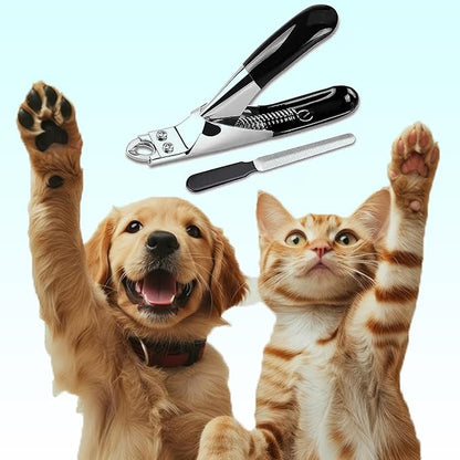 Dog Nail Clippers | Dog Nail Trimmer with Nail File and Safety Guard for Large Breed Dog | Injury-Free Grooming Tool for Pets (Black)