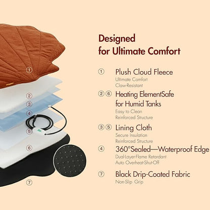 Vagascape Large Dog Heating Pad Waterproof Electric Heated Pet Beds for Indoor Outdoor, Adjustable Temperature Heated Pet Beds, Washable Red Shall Shaped Cat Heating Pad Non Slip Bottom(47"X37")