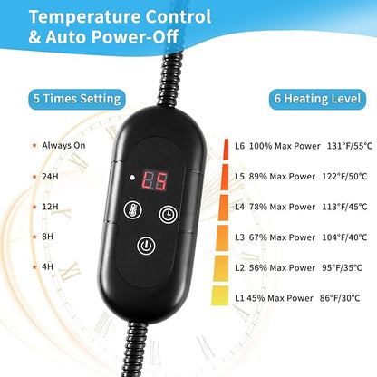 Outdoor Pet Heating Pad for Dogs, Indoor Waterproof Electric Heated Cat Dog Bed for Mat Pad with Chew Resistant Cord 5 Timer and 6 Level Temperature Cat Warming Pad Mat Bed Warmer-23.6x35.4