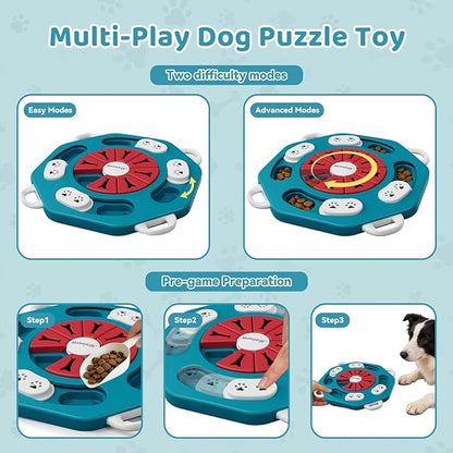 MateeyLife Dog Puzzle Toy, Interactive Dog Toys to Keep Them Busy, Enrichment Toys for Dogs, Treat Dispensing Dogs Toy with Slow Feeder for Smart Breeds, IQ Training & Brain Stimulation, 2 Levels