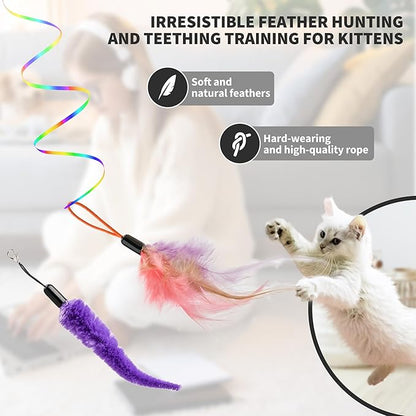 Interactive Cat Toys for Indoor Cats,Automatic Hanging Electric Cat Teaser Door Frame & Doorway,with Feather Mouse String wand Enrichment Chase Toy,Safe Self Play for Bored Multi Cats Households