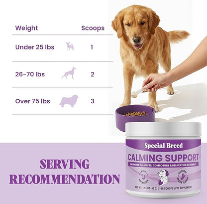 Calming Supplement for Dogs with Melatonin – Dog Calming Powder with Chamomile & Valerian Root – Supports Relaxation & Composure for Travel, Fireworks & Vet Visits - Bacon Flavor - 180 Scoops