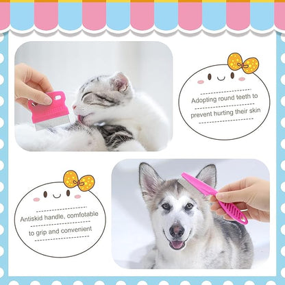 Rabbit Grooming Kit, Rabbit Brush for Shedding with Bunny Nail Clipper, Rabbit Nail Trimmers with Pet Combs for Hamster Guinea Pig Ferret by KALAMANDA(Pink)