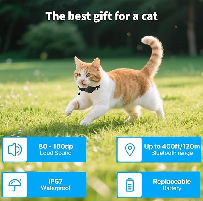 GPS Collar for Cats，Pet Tracker (Android Only) Smart tag,Waterproof Compatible with Google Find My,No Monthly Fee,Advanced Tracking Solution Smart Collar for Pet Safety Ideal Small Large Cats