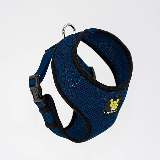 EcoBark Dog Harness - Eco-Friendly Max Comfort Harnesses - Luxurious Soft Mesh Halter - Over the Head Harness Vest- No Pull and No Choke for Puppy, Toy Breeds & Small Dogs (Small, Navy)