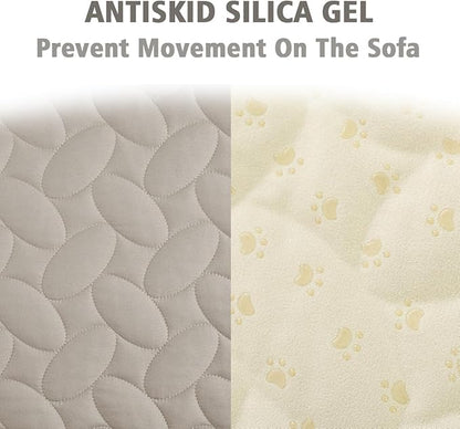 Ameritex Waterproof Pet Bed Cover Anti-Slip Dog Bed Blanket for Sofa and Furniture Waterproof New Pattern Design (Khaki, 82x120 Inch (Pack of 1))