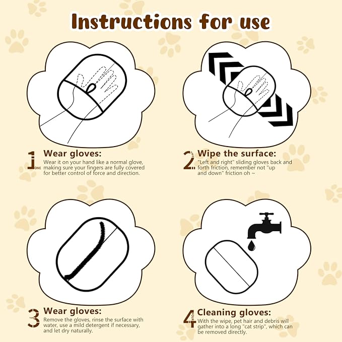 YIVANNUO Pet Hair Removal Glove for Cats & Dogs, 2025 Newly Upgraded Electrostatic Pet Hair Gloves, Reusable Pet Hair Remover Tool for Clothing, Couch, Carpet, Curtain