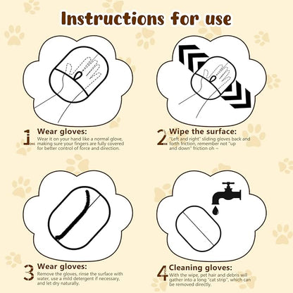 2pc Pet Hair Removal Glove & Remover for Cats Dogs - Upgraded Thickened Double Sided Grooming Gloves for Furniture Couch Carpet