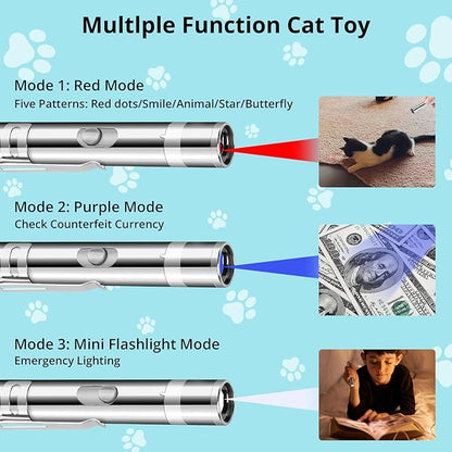 Waputne Cat Toy for Indoor Cats, 2 Pieces, USB Rechargeable Kitten Toys with 7 Adjustable Patterns, Interactive Chase Toys for Indoor Cats & Dogs, Training & Exercise Fun