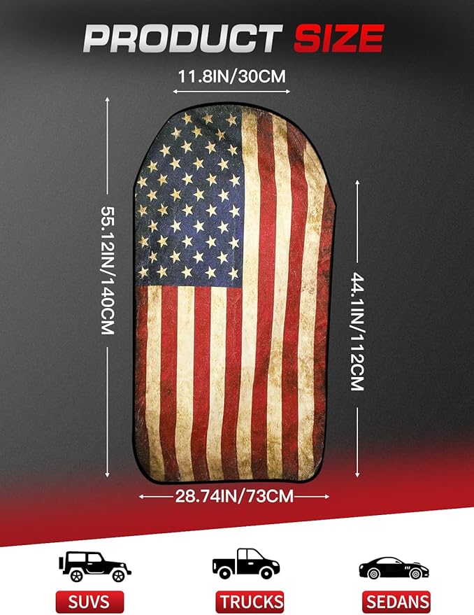 American Flag Car Seat Cover Towel, Waterproof Sweat Protector for Gym Post-Workout & Beach, Universal Fit for Sedans SUV Minivan, Machine Washable Non-Slip Bucket Seat Mat - 2 Pack