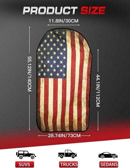 American Flag Car Seat Cover Towel, Waterproof Sweat Protector for Gym Post-Workout & Beach, Universal Fit for Sedans SUV Minivan, Machine Washable Non-Slip Bucket Seat Mat - 2 Pack