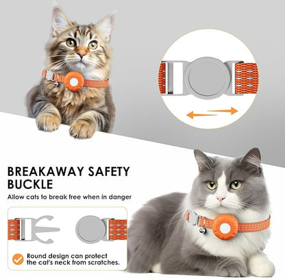 Cat Tracker, GPS Tracker, Pet Tracker Compatible with Apple Find My App(Only iOS), Waterproof Cat Trackers Collar with Bell and Safety Elastic Buckle,No Monthly Fee, Smart Alerts, Orange