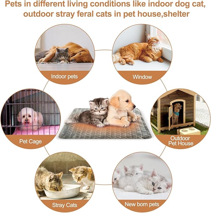 Pet Heating Pad for Dog Cat Temperature Adjustable Dog Cat Bed Warmer Pad with Timer Auto Off Heavy Duty Chew Resistant Cord Waterproof Warming Blanket Mat for Puppy Kitten (Grey, 18X28``)