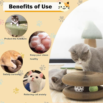 Kitty Kurlz Cat Toys Magic Organ Cat Scratcher Shape Shifting Cat Toy with Catnip Balls Cat Puzzle Toy Accordion Ultimate Interactive Kitten Toys for Indoor Cats