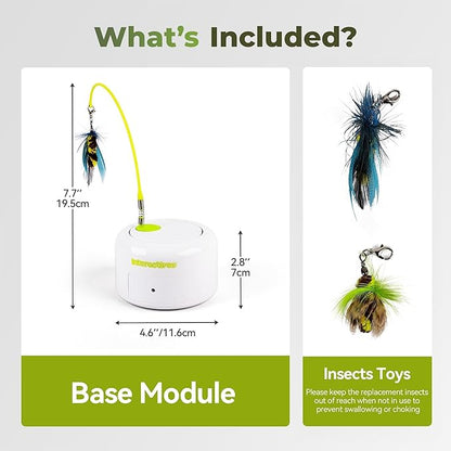 ALL FOR PAWS Interactive Cat Toy, Automatic Cat Toys with Flying Bug for Indoor Bored Cats, Cat Motion Activated Toys, Electric Cat Teaser Flying Feather Wand