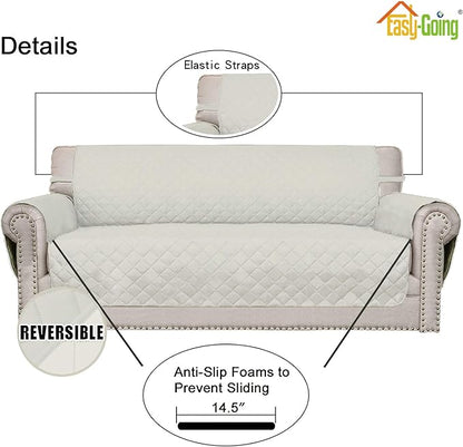 Easy-Going Chair Sofa Slipcover Reversible Sofa Cover Water Resistant Couch Cover Furniture Protector Cover with Elastic Straps for Pets Kids Children Dog Cat (Chair, Ivory/Ivory)