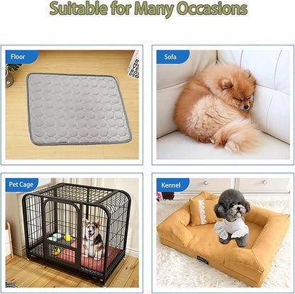Dog Cooling Mat, Washable Portable Pet Cooling Pad for Dogs Cats, Indoor Outdoor Sleeping Mat - Keep Cool for Pets (Grey, XL 27.5x21.6 Inches