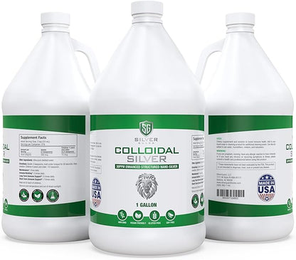 Enhanced Colloidal Silver Gallon Size—30ppm Pure & Natural Structured Silver Water—Organic Colloidal Silver Solution—128 oz (1 Gallon)