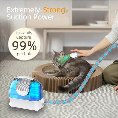 Pet Grooming Kit, Professional Dog Clippers Vacuum Suction 99% Hair, 3L Large Dust Cup Dog Grooming Vacuum for Shedding with 5 Pet Grooming Tools, Low Noise Pet Grooming Supplies (White)