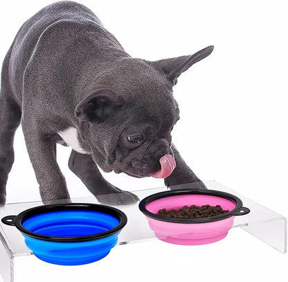 2 Pack Dog Bowl Pet Collapsible Bowls with Clasp Puppy Travel Bowl Portable Cats Water Food Dish for Walking Parking Outdoors Traveling