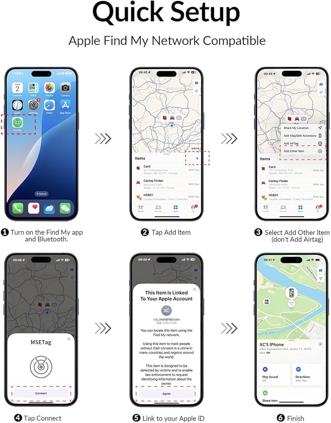 Tracker Tag (4 Pack) - Apple MFi Certified & IP67 Waterproof | Works with Apple Find My Network (iOS) to Track Keys, Wallet, Luggage & More