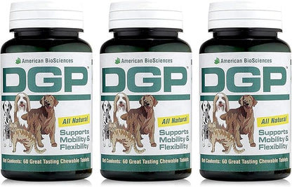 American BioSciences DGP, All-Natural Joint Supplement for Dogs - Joint Support with Turmeric, Boswellia Extract & More - Quick Effect for Pet Mobility Support - 180 Chewable Tablets (Pack of 3)
