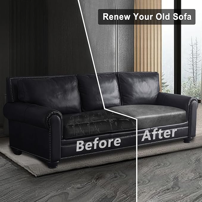 ANARACHON Leather Look Couch Cushion Covers Sofa Seat Slipcovers Sets Couches Furniture Protector for Sectional Armchair Loveseat Pets Kids Stretch Spandex Fabric (2 Cushion Sofa, Light Grey)