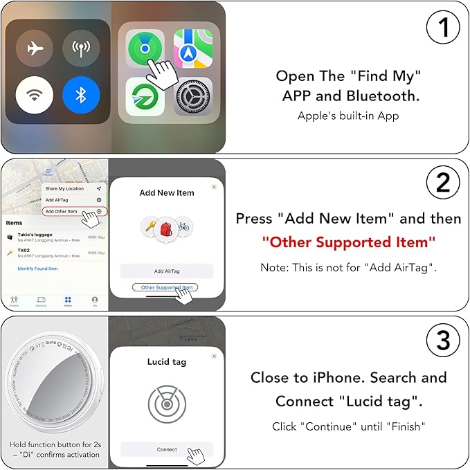 2026 New [Apple MFi Certified] (iOS Only) Tracker Tags-4 Pack, Tukio Bluetooth 5.3 GPS Tracker for Apple Find My, Replaceable Battery, 100dB Key Finder and Item Locator for Car, Keys, Luggage, White