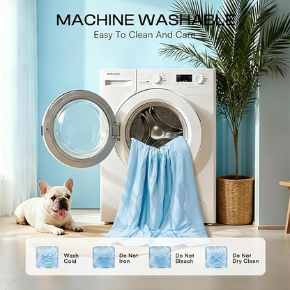 Luciphia Premium Cooling Dog Blanket Washable Q-MAX>0.5 Small Medium Large Pet Mat Puppy Cat Self-Cooling Soft Breathable Calming Throw for Sofa Crate Bed (Light Blue,29x40 inches)