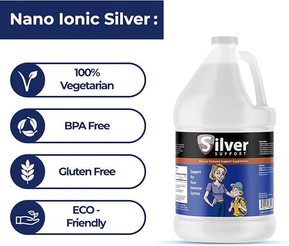 Natural Immune Support Supplement, Nano-Sized Silver Solution, Immune Booster for Kids, Pets & Adults, Purified Silver, Fortify Your Immune System for Cold and Flu Season - 1 Gallon