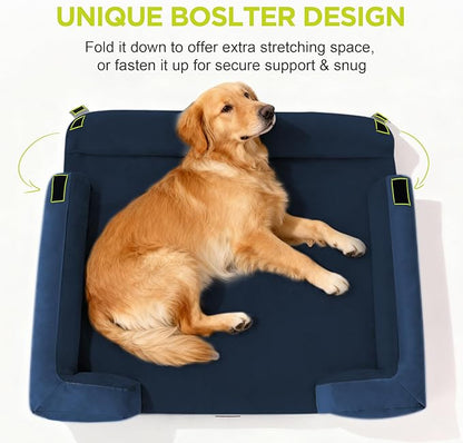 Extra Large Dog Bed, Orthopedic XL Washable Bed for Big Dog Waterproof Pet Couch Sofa Bolster with Removable Cover, Non-Slip Bottom, Tennis Ball Toy, 42 x 30