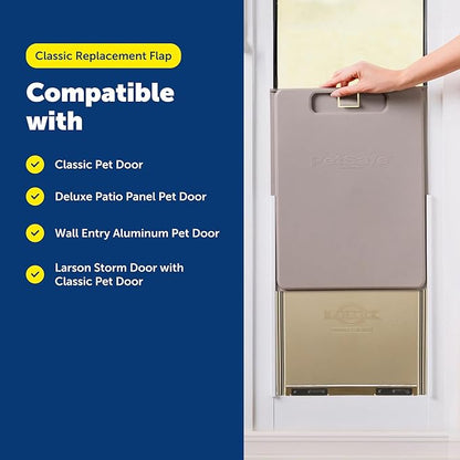 PetSafe Classic Replacement Flap - Maintains Weather Seal - Soft Tinted Vinyl Flap with Magnetic Closure - Compatible with Wall Entry & Patio Panel Pet Doors - Easy to Install - Medium