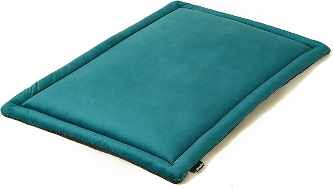 Allisandro Lightweight Waterproof Dog Bed Pad, 1.5" Thick Travel Mat for Crates, Kennels & Elevated Beds, Washable Non-Slip Sleeping Mat for Small to Large Dogs, 42 x 28 Inches, Lake Green