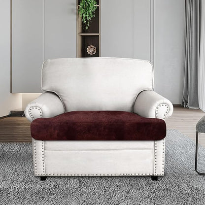 ANARACHON Leather Look Couch Cushion Covers Sofa Seat Slipcovers Sets Couches Furniture Protector for Sectional Armchair Loveseat Pets Kids Stretch Spandex Fabric (1 T-Cushion Armchair, Burgundy)