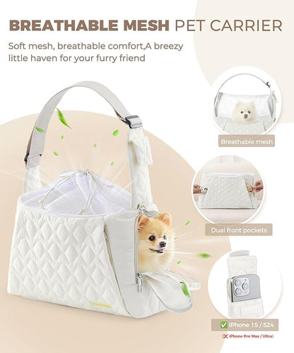 JourCraf Dog Carrier Sling for Small Dogs, Front Cat Sling & Cats Up to 15 lbs, Dog Purse with Adjustable Strap Front Zipper Pocket, Double Safety Feature, Hands Free for Travel