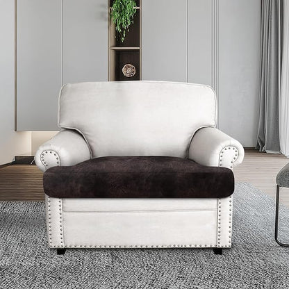 ANARACHON Leather Look Couch Cushion Covers Sofa Seat Slipcovers Sets Couches Furniture Protector for Sectional Armchair Loveseat Pets Kids Stretch Spandex Fabric (1 T-Cushion Armchair, Chocolate)
