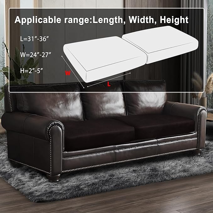 ANARACHON Leather Look Couch Cushion Covers Sofa Seat Slipcovers Sets Couches Furniture Protector for Sectional Armchair Loveseat Pets Kids Stretch Spandex Fabric (2 Cushion Sofa, Chocolate)