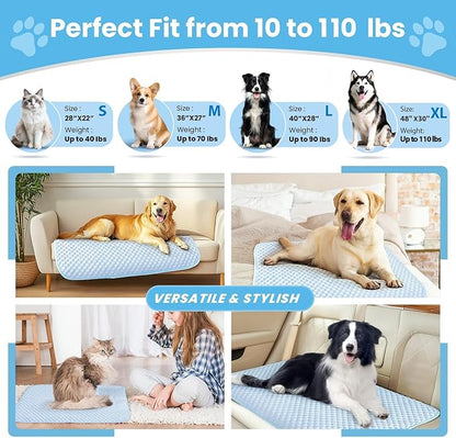 Mora Pets Dog Cooling Mat Instant Pet Cooling Pad for Dogs & Cats, Breathable Washable Summer Dog Cool Mat Non-Slip Bottom Indoor Outdoor, Cold Blanket for Floor Crate Use Medium 36'' x 27'' Blue
