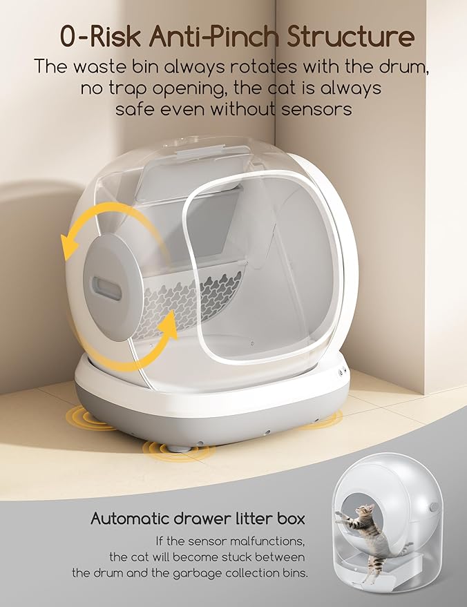 Meowant Automatic Self Cleaning Cat Litter Box with APP Control, Odor Free, Cat-Safe Anti-Stuck Technology, Larger Space & Low Entry for Multiple Cats, Kittens & Senior Pets