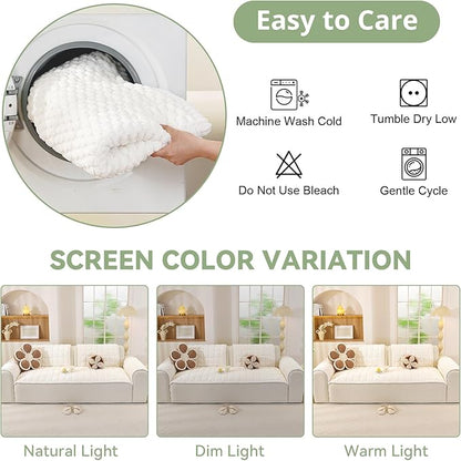 OstepDecor Washable Couch Cover for Dogs, Thick Pet Friendly Sofa Covers, Soft Couch Protector, Paw Cart Sofa Slipcovers, Cushion Protector for Leather, Sectional, Loveseat (20" x 24", White)