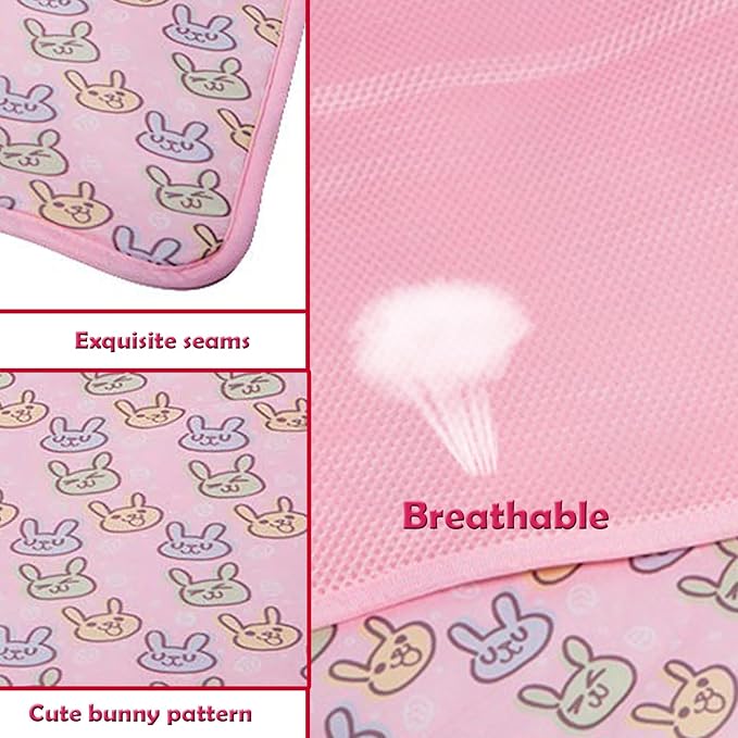 SEIS Dog Ice Pad Ice Silk Cats Kennel Mat Pet Cooling Pad Summer Cool Bamboo Mat Breathable Pad (Pink, S