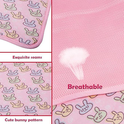 SEIS Dog Ice Pad Ice Silk Cats Kennel Mat Pet Cooling Pad Summer Cool Bamboo Mat Breathable Pad (Pink, S