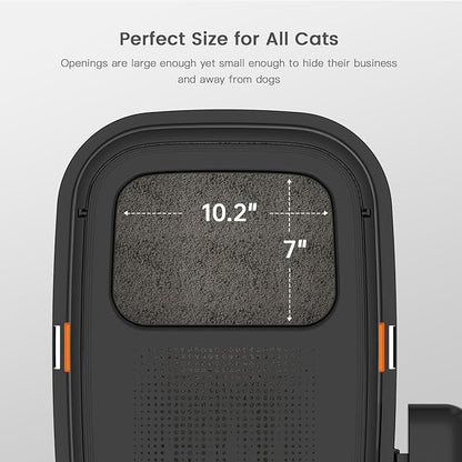 WoofiGo Enclosed Stainless Steel Cat Litter Box with Lid, XL Extra Large Litter Box for Big Cats, Metal Litter Pan High Sided, Never Absorbs Odors, Anti-Urine Leakage, Include Scoop (V-Black)