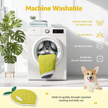 LOOBANI Dog Cooling Mat 38"x50"- Cute Lemon Design Cooling Mat for Dogs (Cool & Warm Side), Waterproof Self-Cooling Mat for Crate, Floor, Car for Small Dogs, Cats, Pet, Yellow 38x50 in